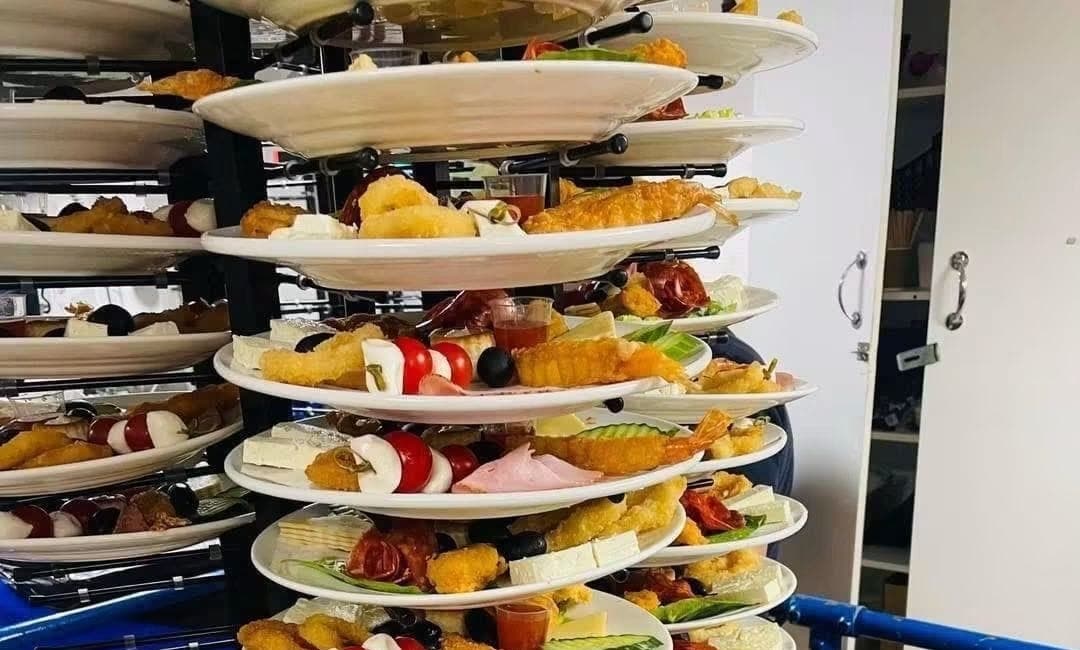 A rack of mixed starters ready to be served